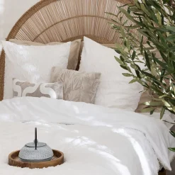 Parure de lit 3 pièces Swan jacquard blanc 240x220cm - Atmosphera