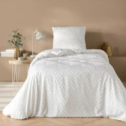 Parure de lit 3 pièces tufté (140x200 cm - Blanc)