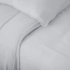 Parure de lit 3 pièces 240x220 cm et 65x65 cm mousseline de coton MILOS blanc neige