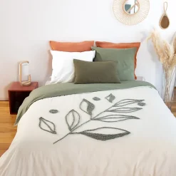 Parure de lit 3 pièces 240x220 cm HERBIER coton lavé