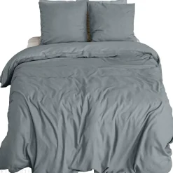 Parure de lit 3 pièces 240x220 cm SENSATION FLANELLE Ardoise