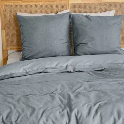 Parure de lit 3 pièces 240x220 cm SENSATION FLANELLE Ardoise