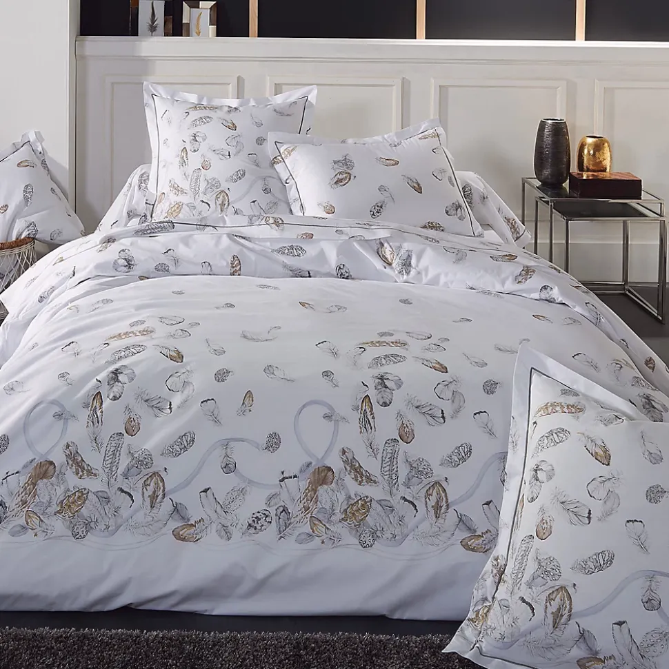 Parure de lit 3 pièces 280x240 cm taies 50x70 cm percale PLUMES