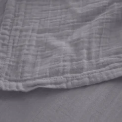 Parure de lit 3 pièces 260x240 cm et 50x70 cm mousseline de coton MILOS gris cendre