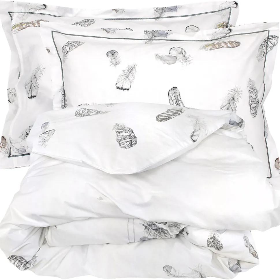 Parure de lit 2 pièces 140x200 cm taie 50x70 cm percale PLUMES