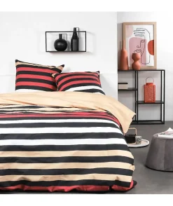 Parure de lit - TODAY Sunshine - 240x260 cm - 2 personnes - coton imprimé rayé