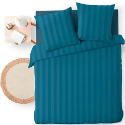 Parure de Lit 240 x 220 cm + 2 Taies Microfibre Unie CLÉO Bleu