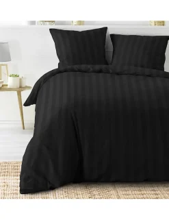 Parure de Lit 240 x 220 cm + 2 Taies Microfibre Unie CLÉO Noir