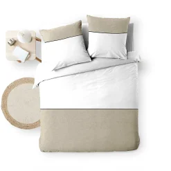 Parure de lit 240 x 220 cm Coton 57 fils & coton tissé GABRIELLE