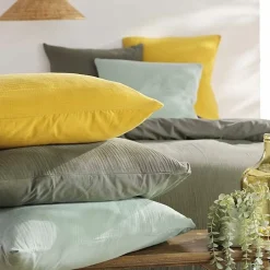 Parure de lit 140 x 200 cm double gaze coton uni 57 fils Angelia Sable