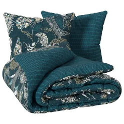 Parure de lit Art Déco Paon en coton 240x220 cm - Atmosphera