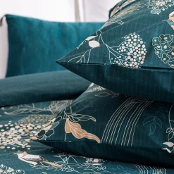 Parure de lit Art Déco Paon en coton 240x220 cm - Atmosphera