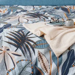 Parure de lit aux impressions bleutées (240x220 cm - Bleu)