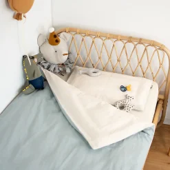 Parure de lit bébé réversible housse de couette et taie d'oreiller en Lin lavé