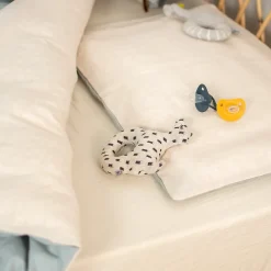 Parure de lit bébé réversible housse de couette et taie d'oreiller en Lin lavé