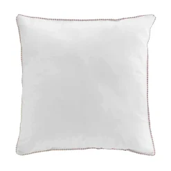 Parure de lit blanche galon pompons beiges (240x220 cm - Blanc)