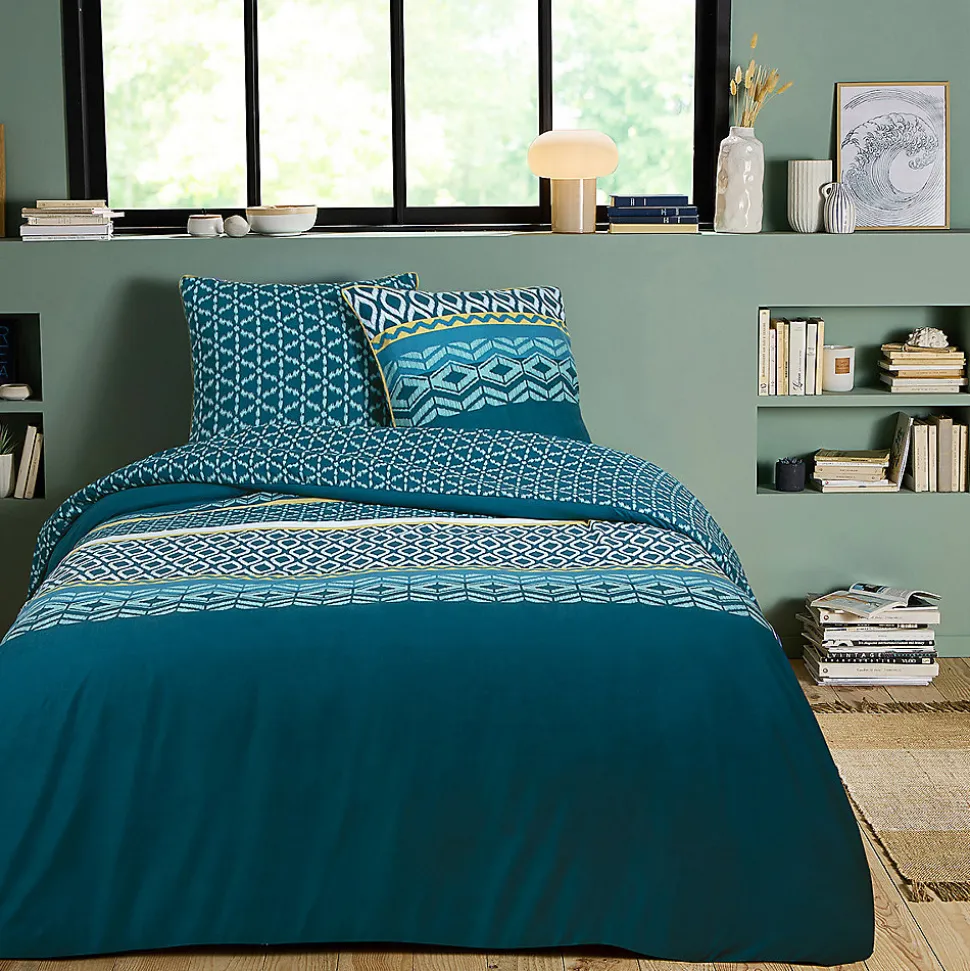 Parure de lit double ethnique en microfibre lavée 200x200cm