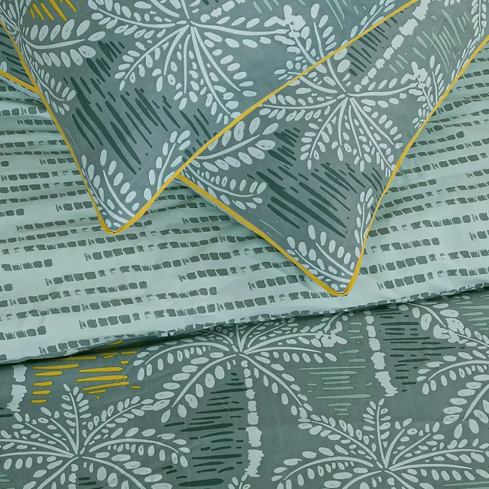 Parure de lit double palmiers en microfibre lavée 240x220cm