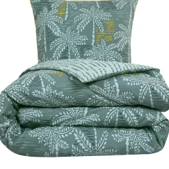Parure de lit double palmiers en microfibre lavée 240x220cm