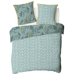 Parure de lit double palmiers en microfibre lavée 240x220cm