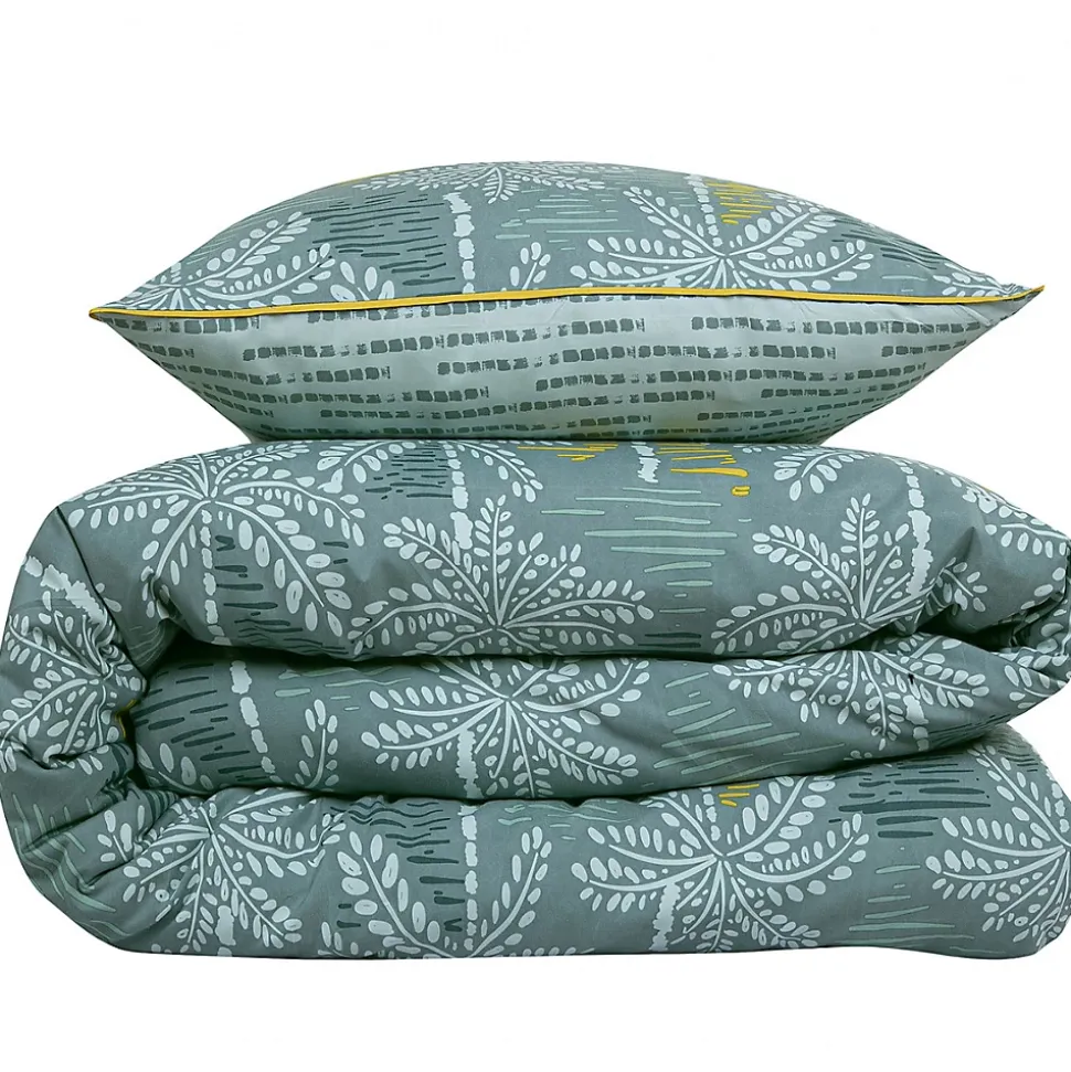 Parure de lit double palmiers en microfibre lavée 200x200cm