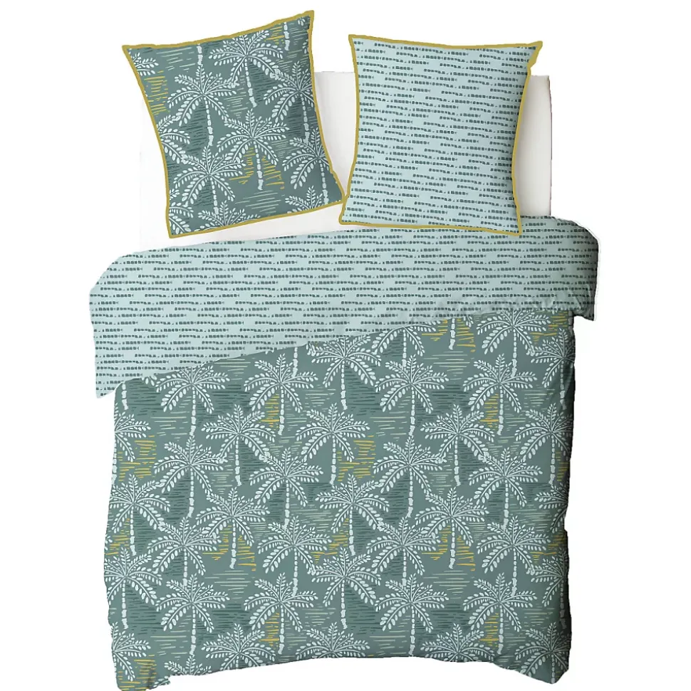 Parure de lit double palmiers en microfibre lavée 200x200cm