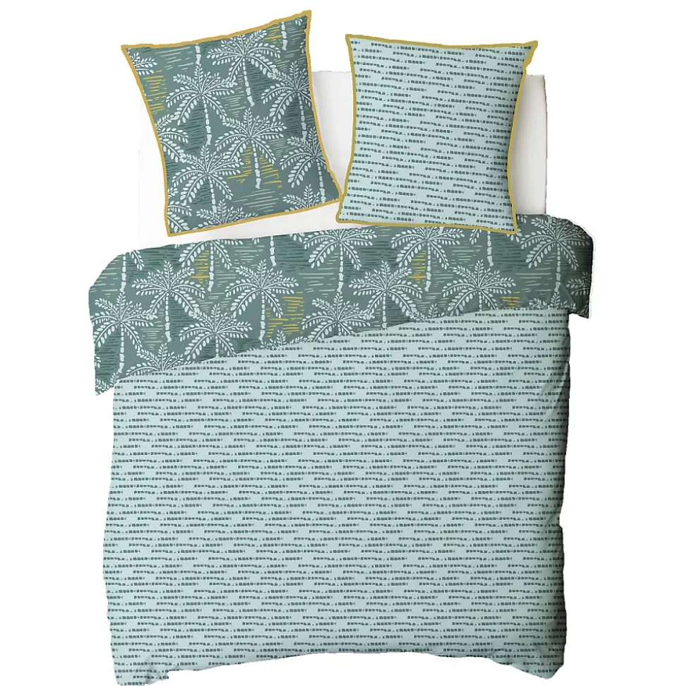 Parure de lit double palmiers en microfibre lavée 200x200cm