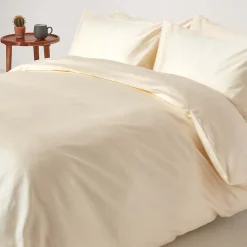 Parure de lit en coton égyptien bio 400 fils écru, 135x200cm - HOMESCAPES