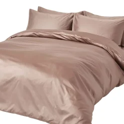 Parure de lit en coton égyptien bio 400 fils marron, 200x200cm - HOMESCAPES