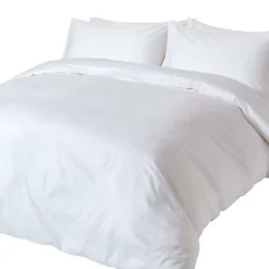 Parure de lit en coton égyptien bio 400 fils blanc, 135x200cm - HOMESCAPES