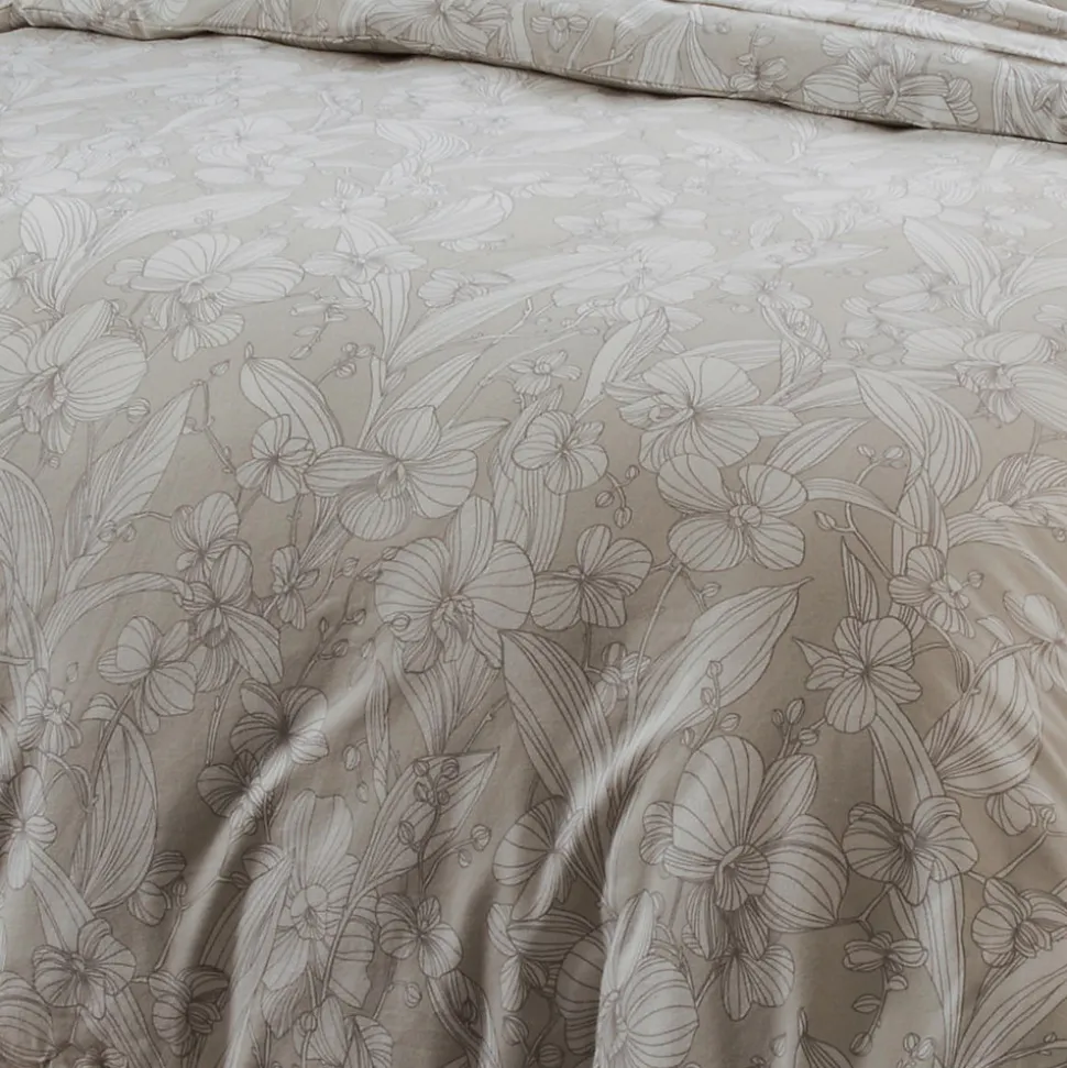 Parure de lit en flanelle esprit fleuri (200x200 cm - Naturel)