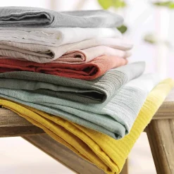 Parure de lit en gaze de coton (240x220 cm - Sauge)