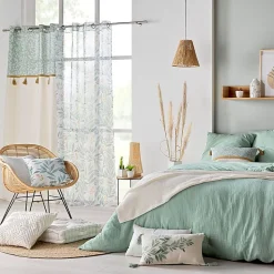 Parure de lit en gaze de coton (240x220 cm - Sauge)