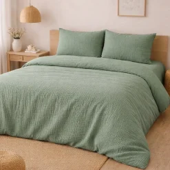 Parure de Lit en Gaze de Coton 240 x 220 cm Sauge