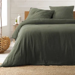 Parure de lit en gaze de coton (240x220 cm - Kaki)