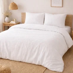 Parure de lit en Gaze de Coton 240x260cm 260x240cm Blanc