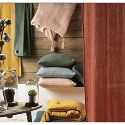 Parure de lit en Gaze de Coton 240x260cm 260x240cm anthracite