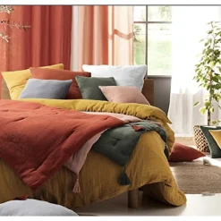 Parure de lit en Gaze de Coton 240x260cm 260x240cm anthracite