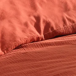 Parure de lit en gaze de coton (260x240 cm - Terracotta)