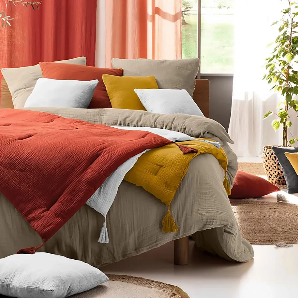 Parure de lit en gaze de coton (240x220 cm - Sable)