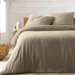 Parure de lit en gaze de coton (240x220 cm - Sable)
