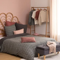 Parure de lit en gaze de coton 240x220cm gris - Atmosphera