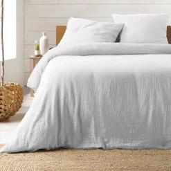 Parure de lit en gaze de coton (260x240 cm - Blanc)