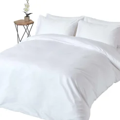 Parure de lit en satin de coton égyptien 1000 fils blanc, 240x220cm - HOMESCAPES