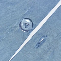 Parure de lit en satin de coton égyptien 1000 fils bleu, 230x220cm - HOMESCAPES