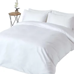 Parure de lit en satin de coton égyptien 1000 fils blanc, 135x200cm - HOMESCAPES