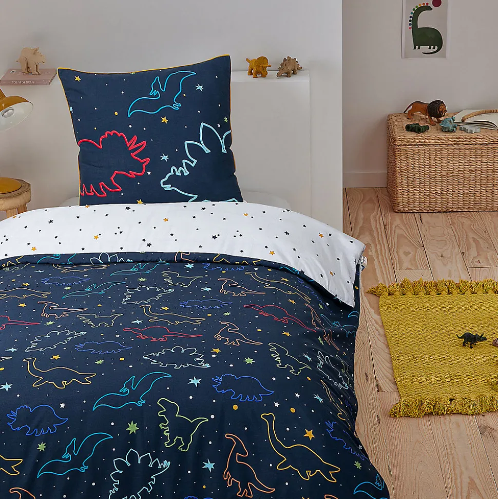 Parure de lit enfant dinosaure réversible 140x200cm