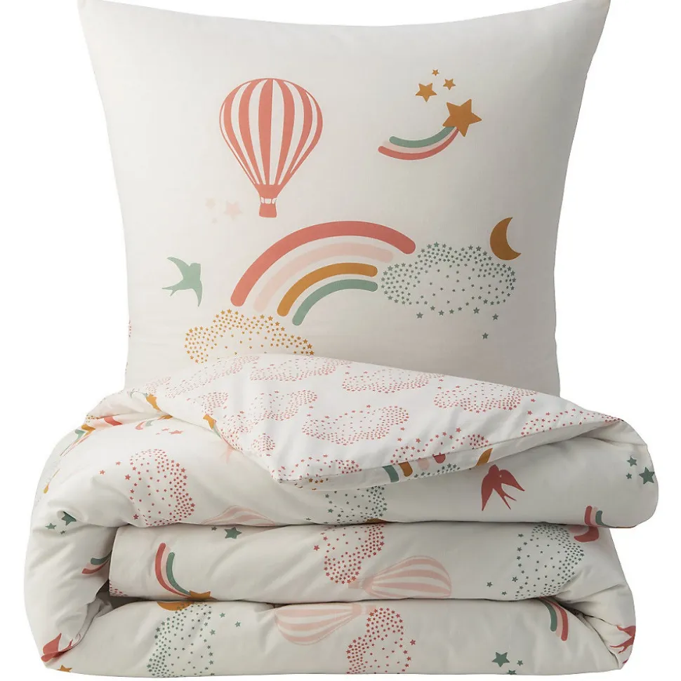 Parure de lit enfant en coton imprimé arc-en-ciel 140x200cm