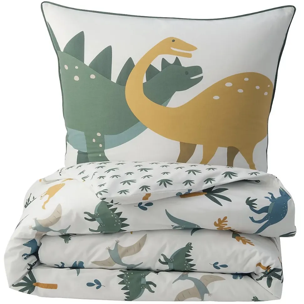 Parure de lit enfant en coton imprimé dinosaure 140x200cm