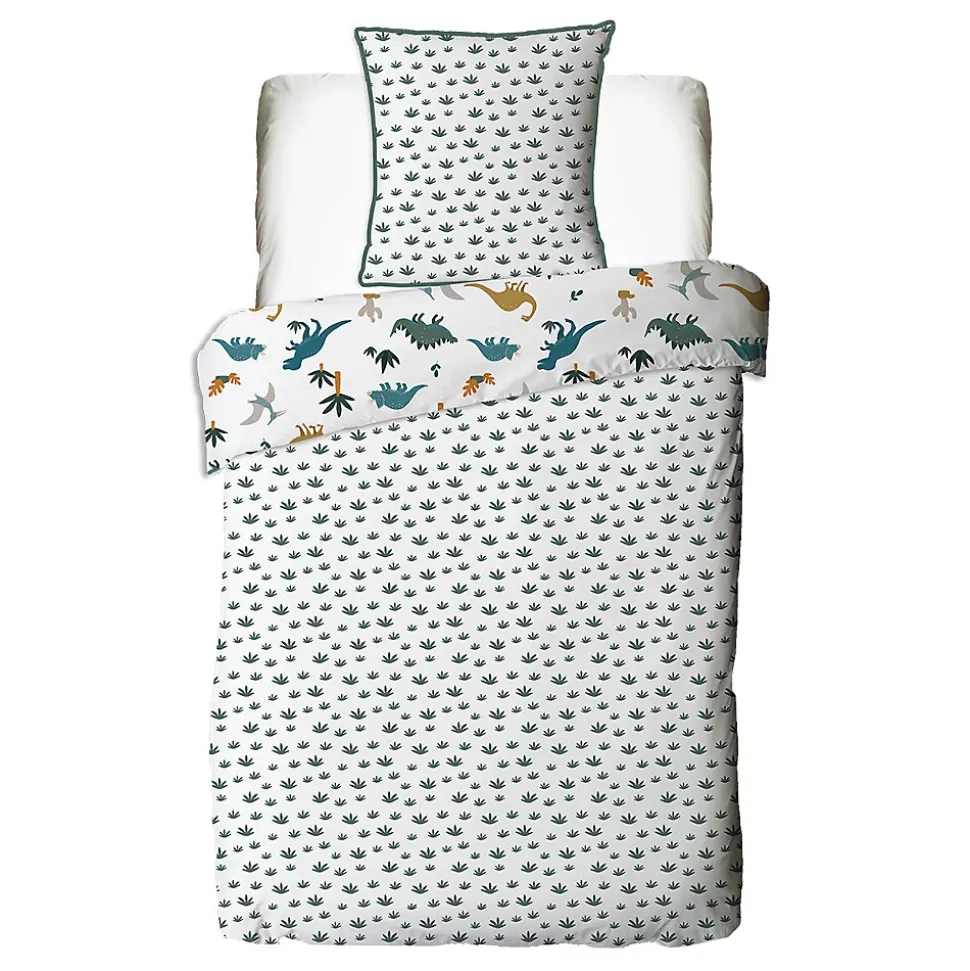 Parure de lit enfant en coton imprimé dinosaure 140x200cm